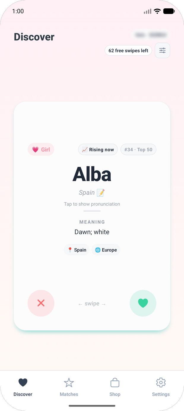 Swiping names privately